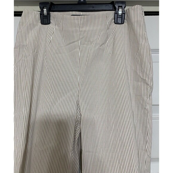 Piazza Sempione 8 US 44 IT White Champagne Striped Audrey Slit Hem Capri Pants - Picture 3 of 8